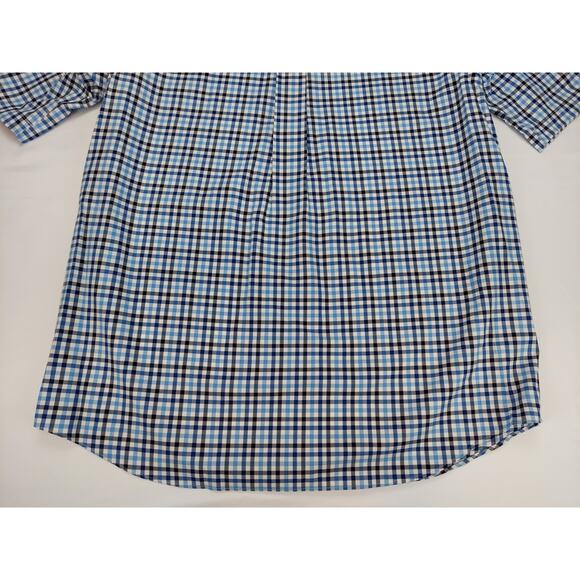 Duluth Trading Co Wrinklefighter Short Sleeve Button Down Mens Blue Plaid Medium - Picture 8 of 11